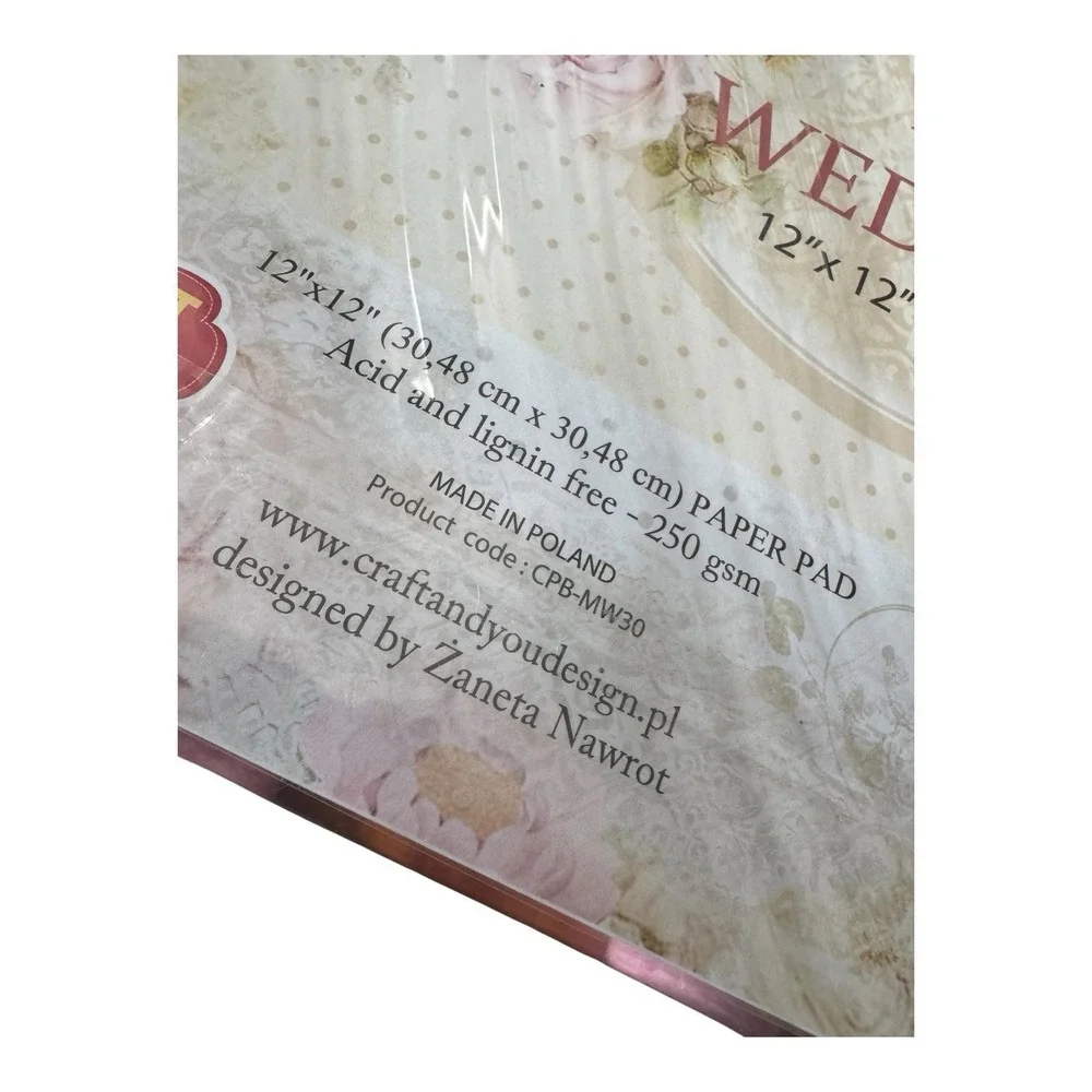 L Craft & You My Wedding 12x12 Scrapbook Paper Pad 12 Sheets Floral Cardstock